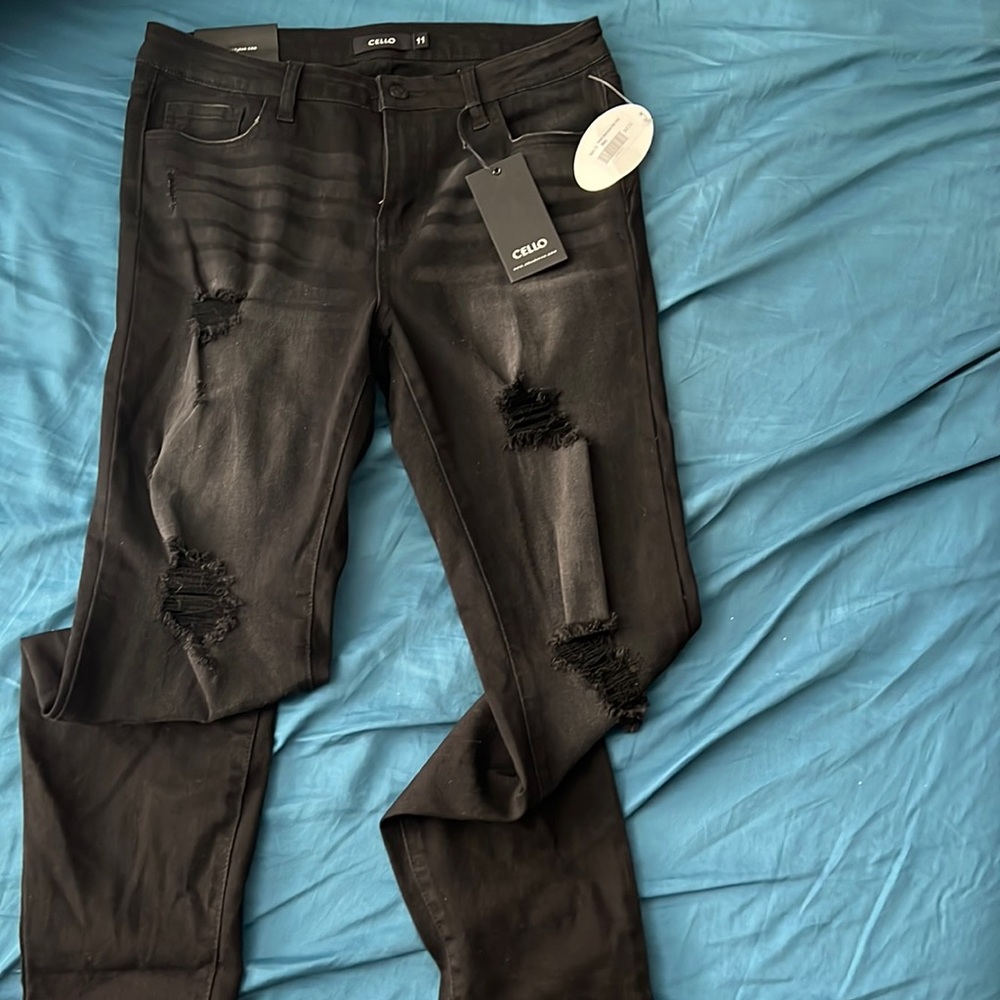 CELLO black, distressed skinny jeans. Size 11
